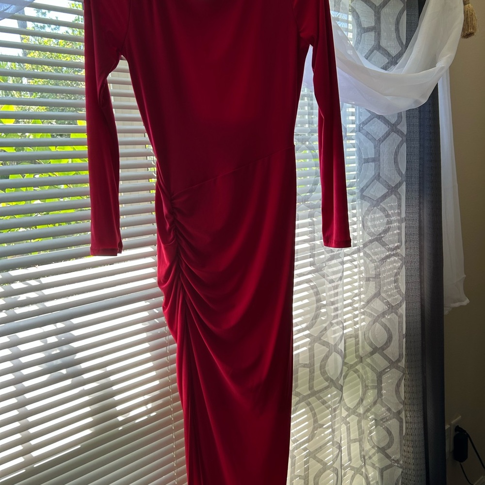 Fashion Nova Vibrant Red Long Sleeve Dress